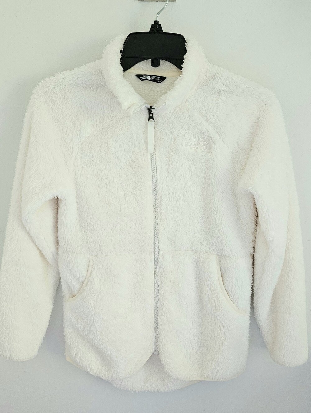 North Face Fleece Jacket White Zip Front Long Sleeve